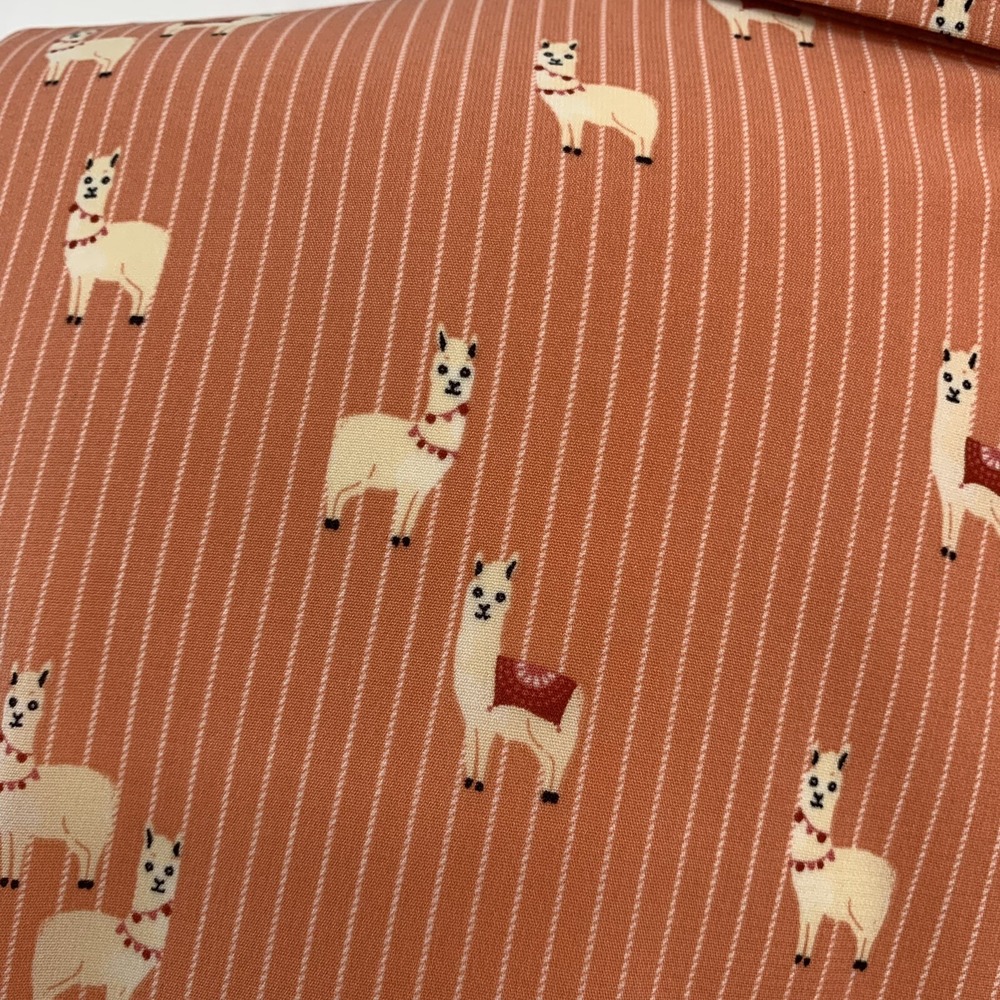 Catherines Top‎ Blouse 3X   Novelty Print Lamas Orange Stripe 3/4 Sleeve Office - Picture 2 of 12
